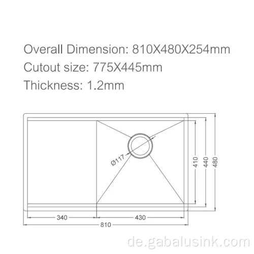 Sus 304 Edelstahl handgefertigtes Spülbecken